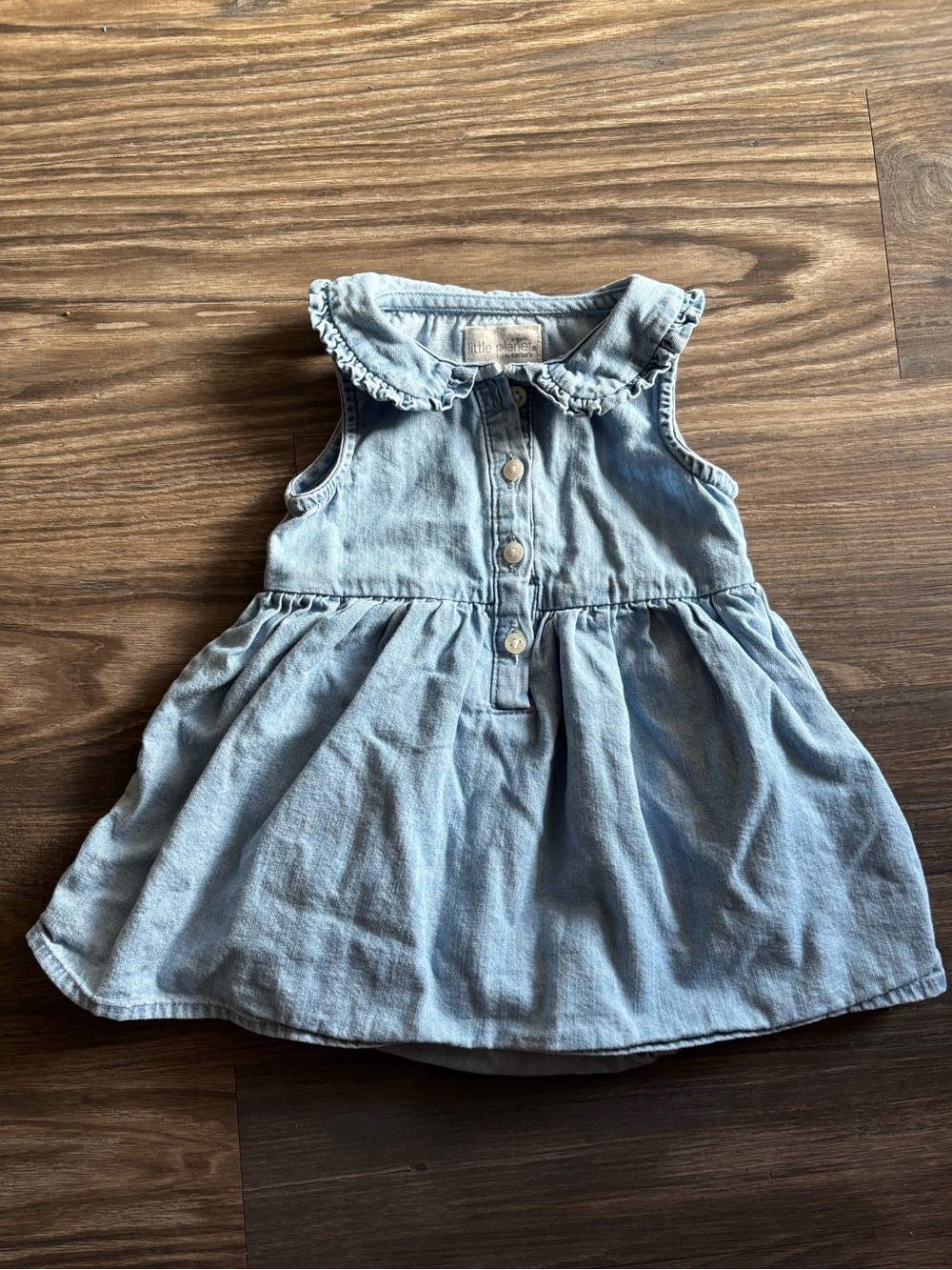 Little planet by Carter's infant girl bodysuit dress chambray- size 9M